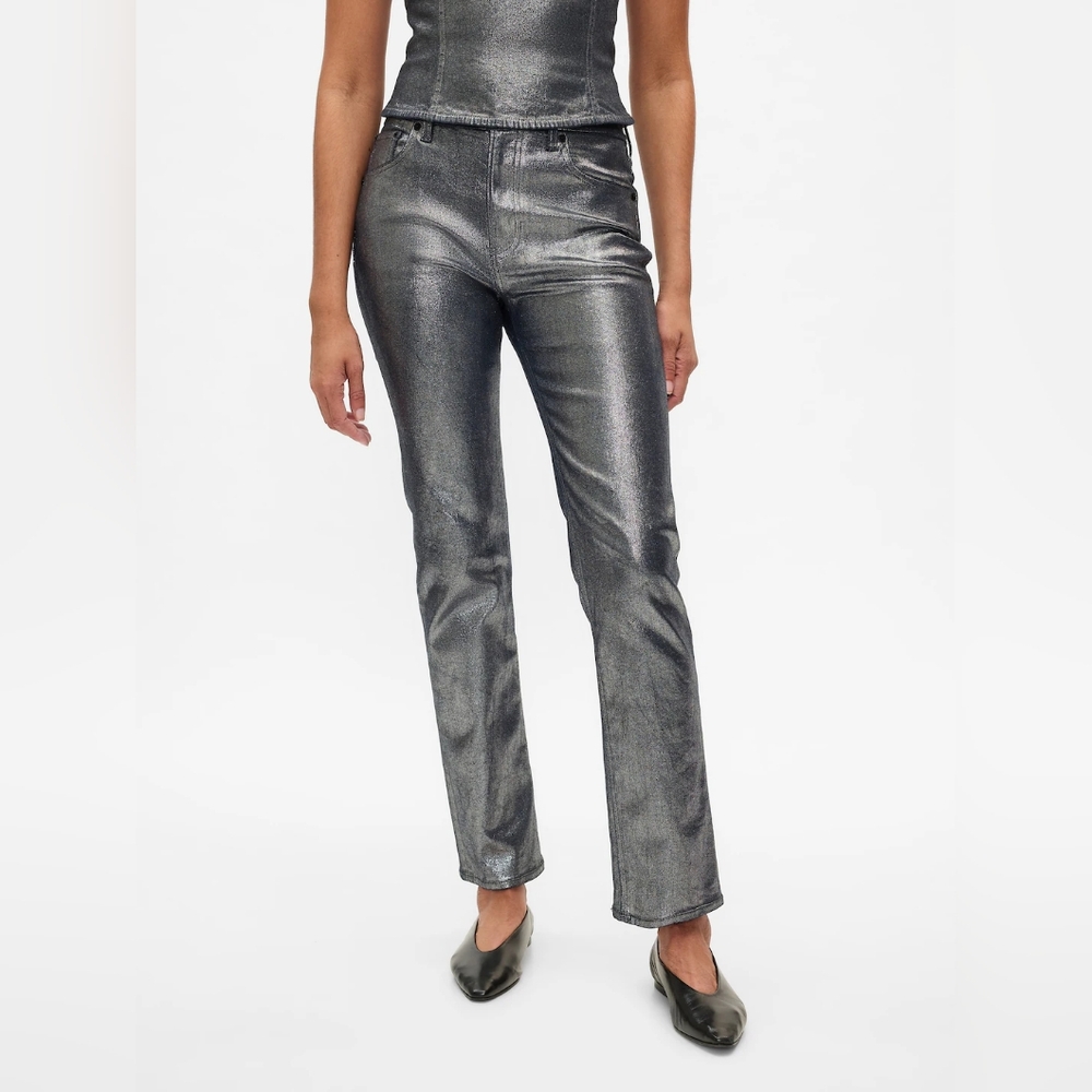 GAP Straight Leg Metallic Jeans 30 Petite